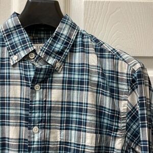 J. Crew Factory Men's Small Indian Madras Blue Plaid Button Up Shirt‎ Casual NWT
